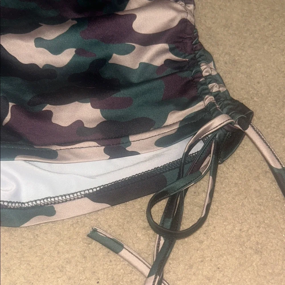 Women's Camouflage Shorts Camo Tie Up Workout Shorts - Picture 3 of 4